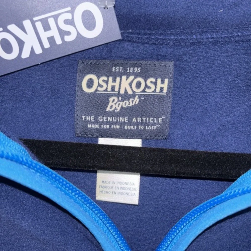 OshKosh Boys Blue‎ Colorblock Fleece Quarter Zip Pullover Sweater Size 14 NWT